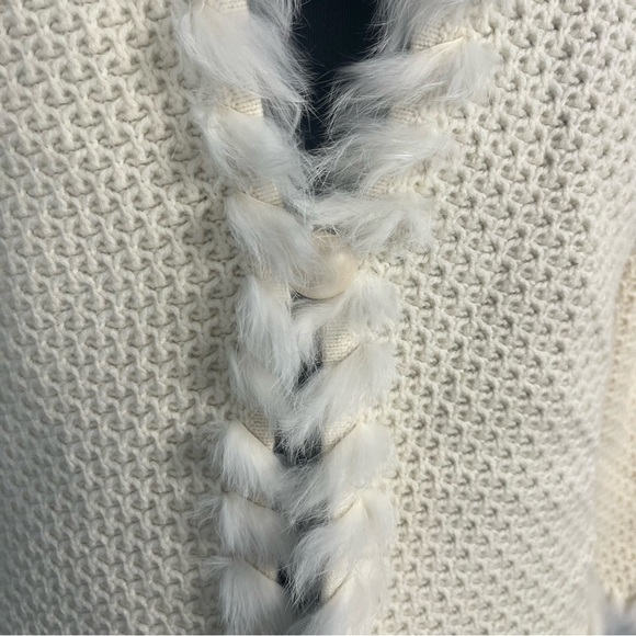 Jones New York Signature fur Knit Long Sleeve Jacket Blazer Cream petite medium - Picture 2 of 6